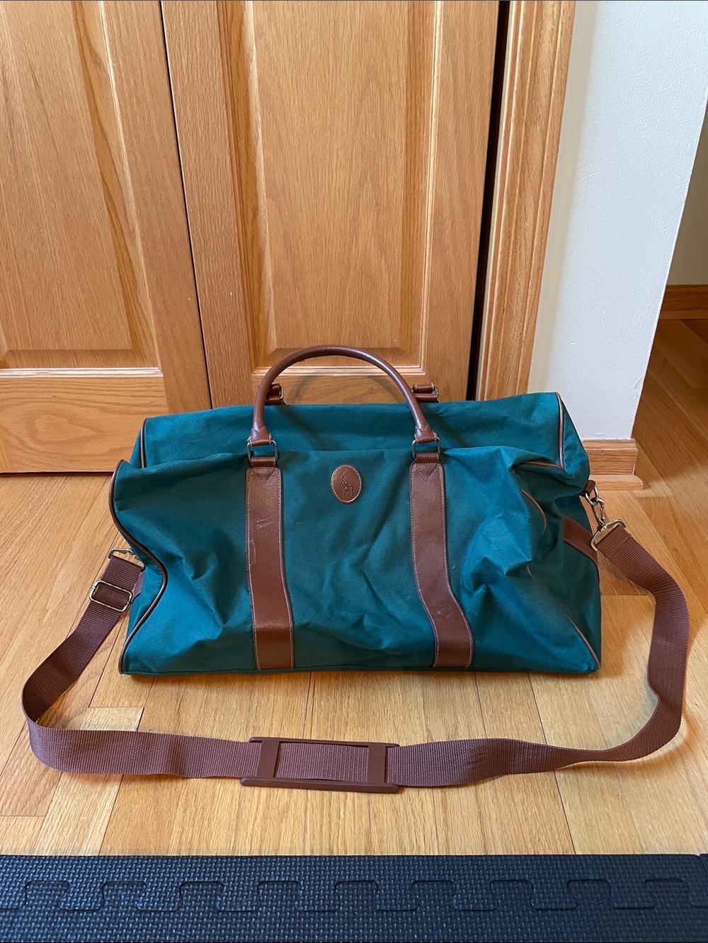 Polo Green Weekender Duffel Bag with Brown Trim